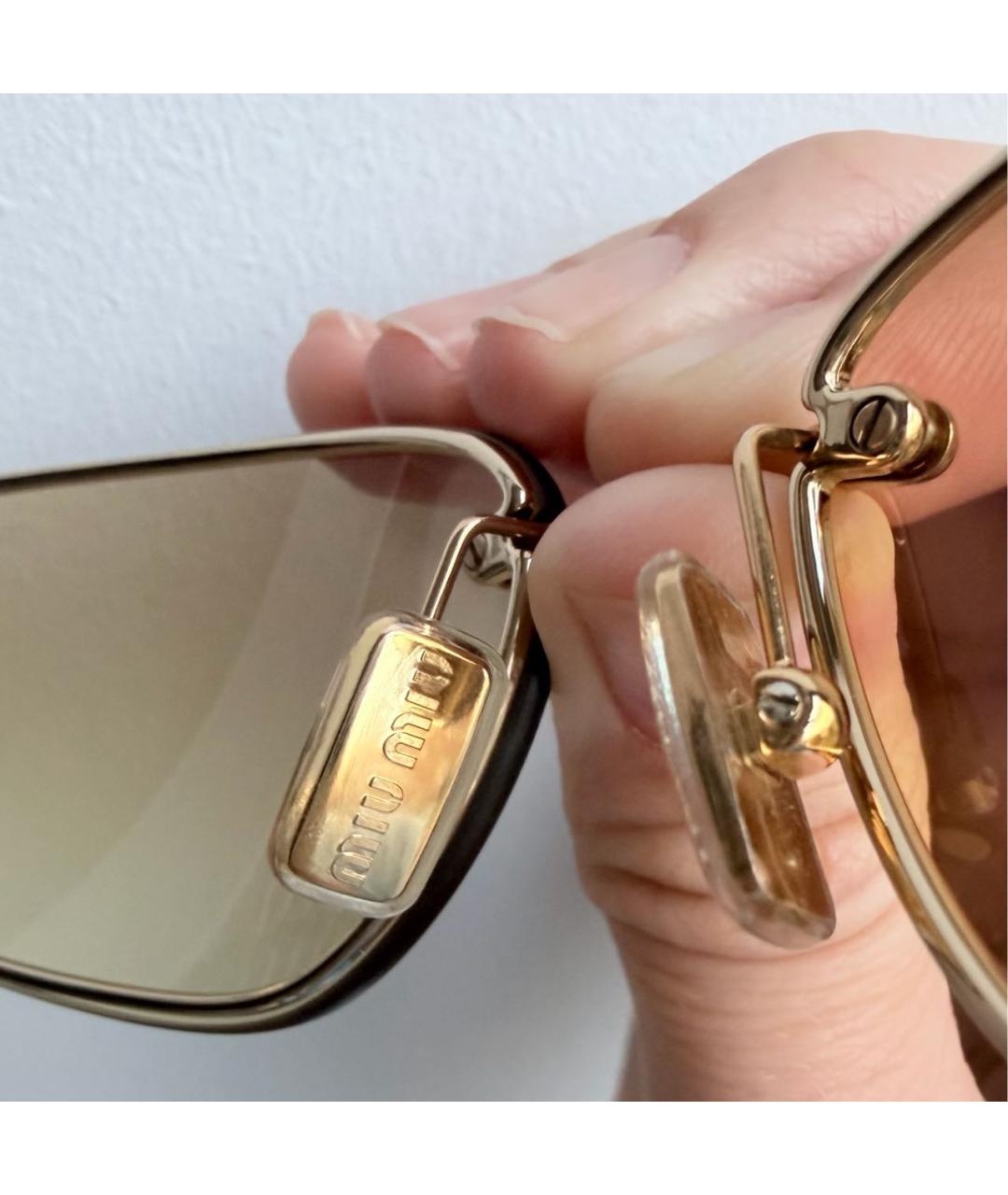 MIU MIU Золотые металлические солнцезащитные очки, фото 7