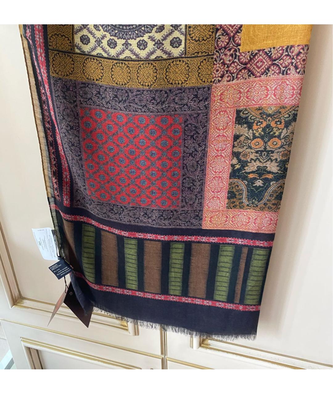 ETRO Коричневый кашемировый шарф, фото 5