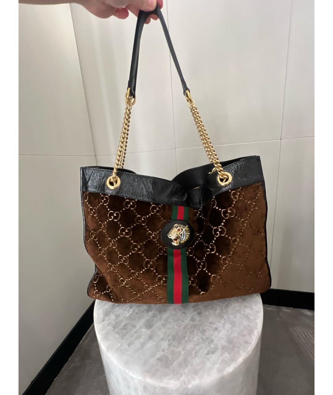 GUCCI Коричневая замшевая сумка тоут, фото 7