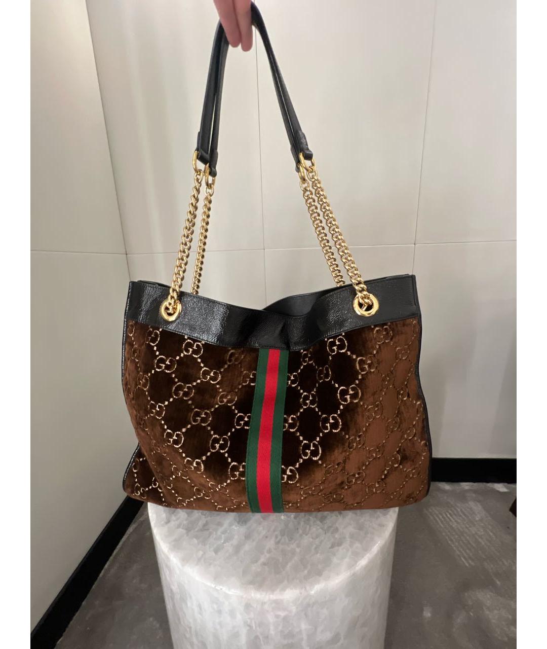 GUCCI Коричневая замшевая сумка тоут, фото 3