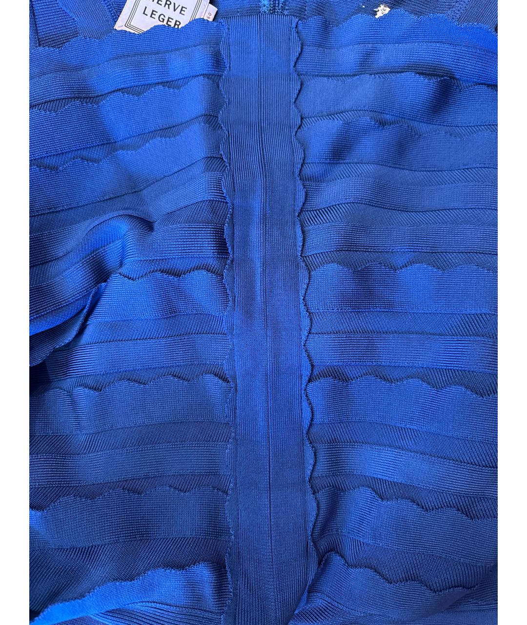 HERVE LEGER Синее вискозное коктейльное платье, фото 4