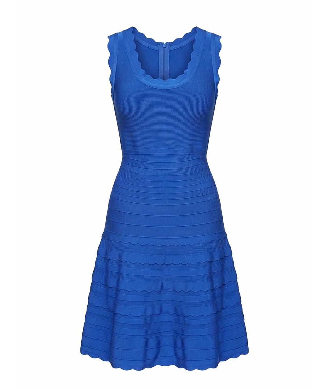 HERVE LEGER Синее вискозное коктейльное платье, фото 1