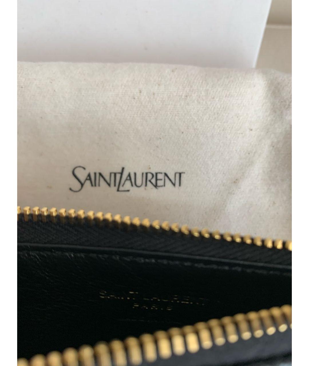 SAINT LAURENT Черный кожаный кардхолдер, фото 4