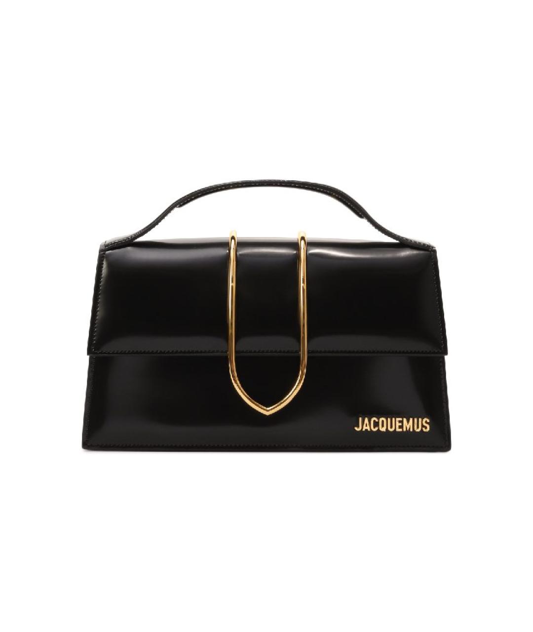 JACQUEMUS Черная сумка с короткими ручками из лакированной кожи, фото 4