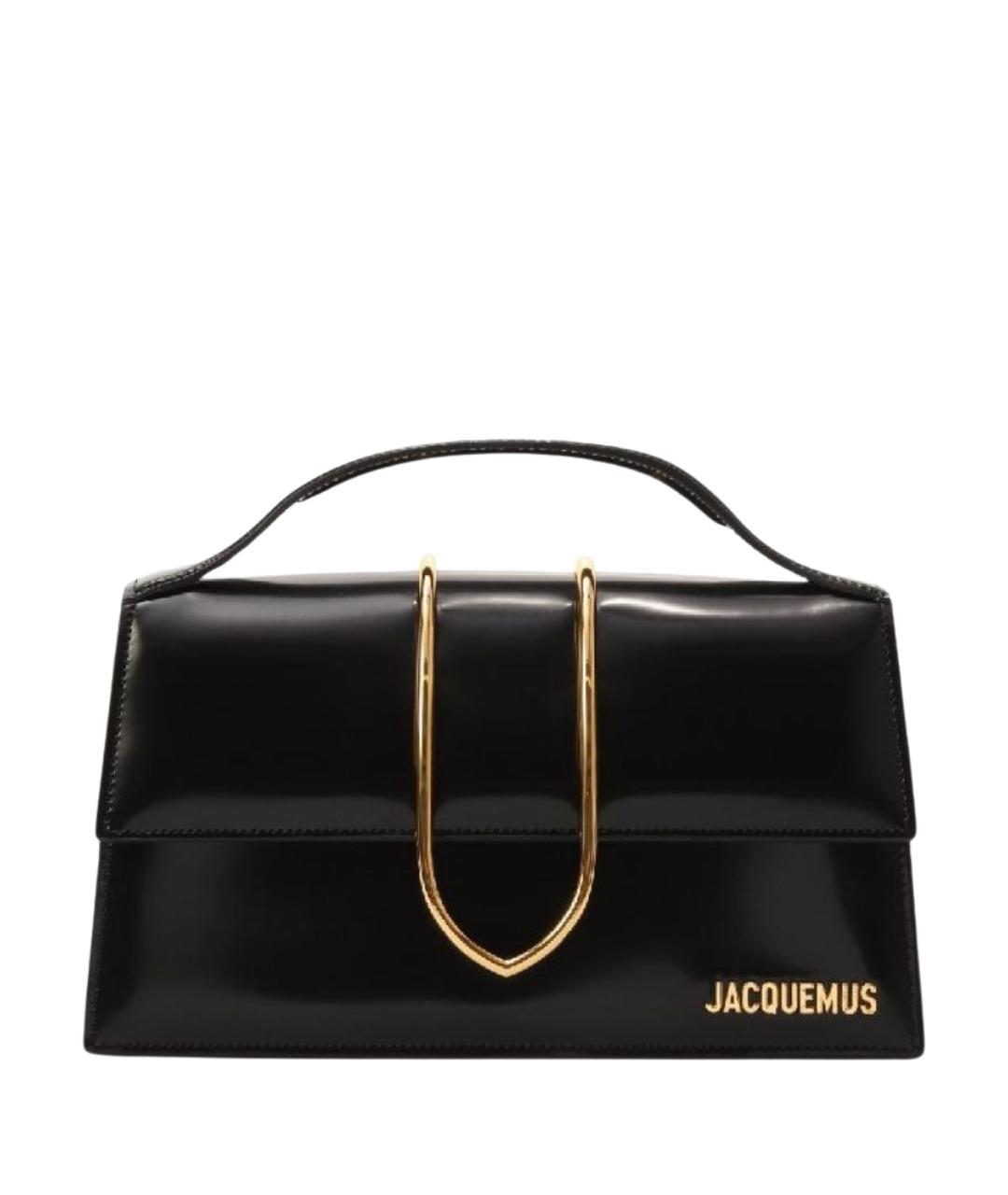 JACQUEMUS Черная сумка с короткими ручками из лакированной кожи, фото 1