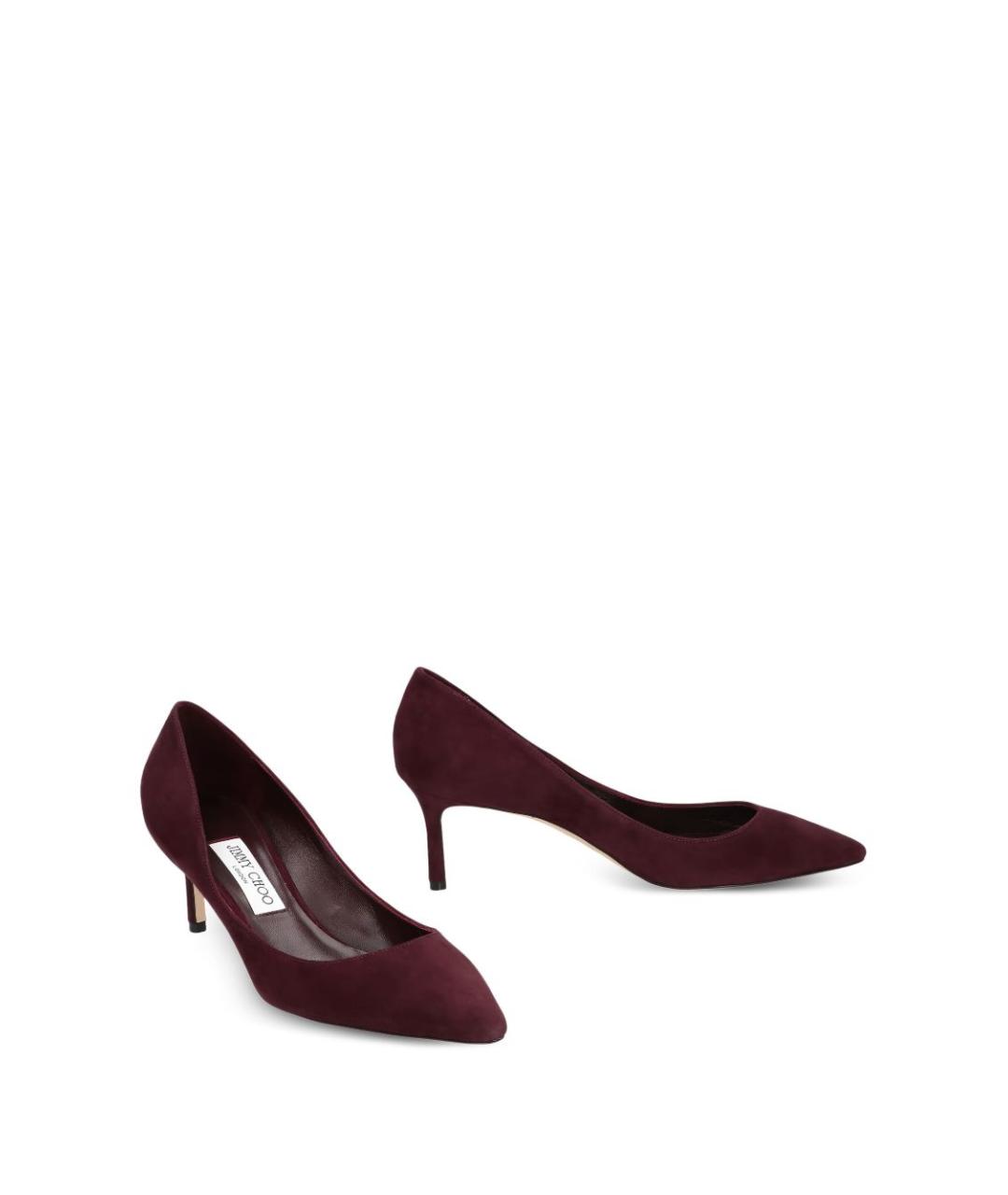 JIMMY CHOO Бордовые замшевые туфли, фото 3