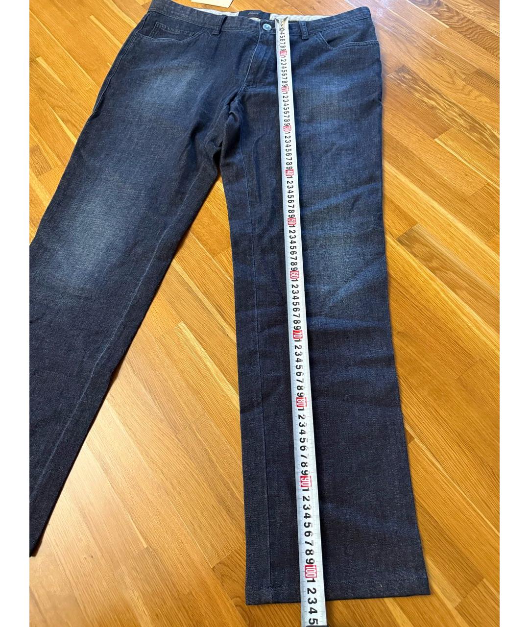 BRIONI Темно-синие хлопковые прямые джинсы, фото 2