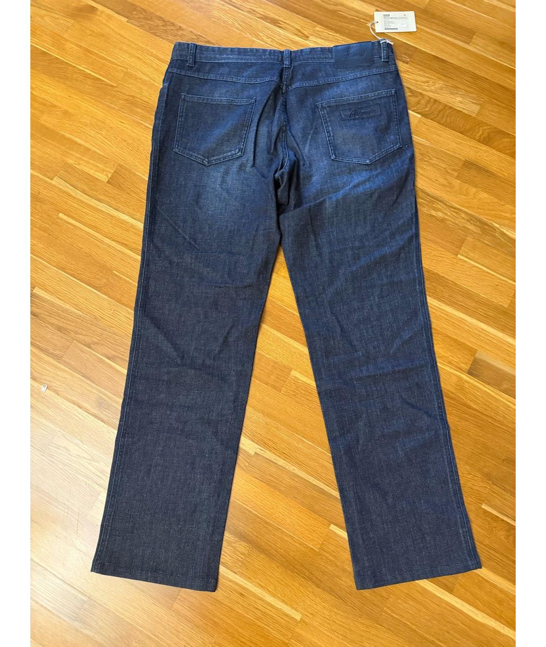 BRIONI Темно-синие хлопковые прямые джинсы, фото 7