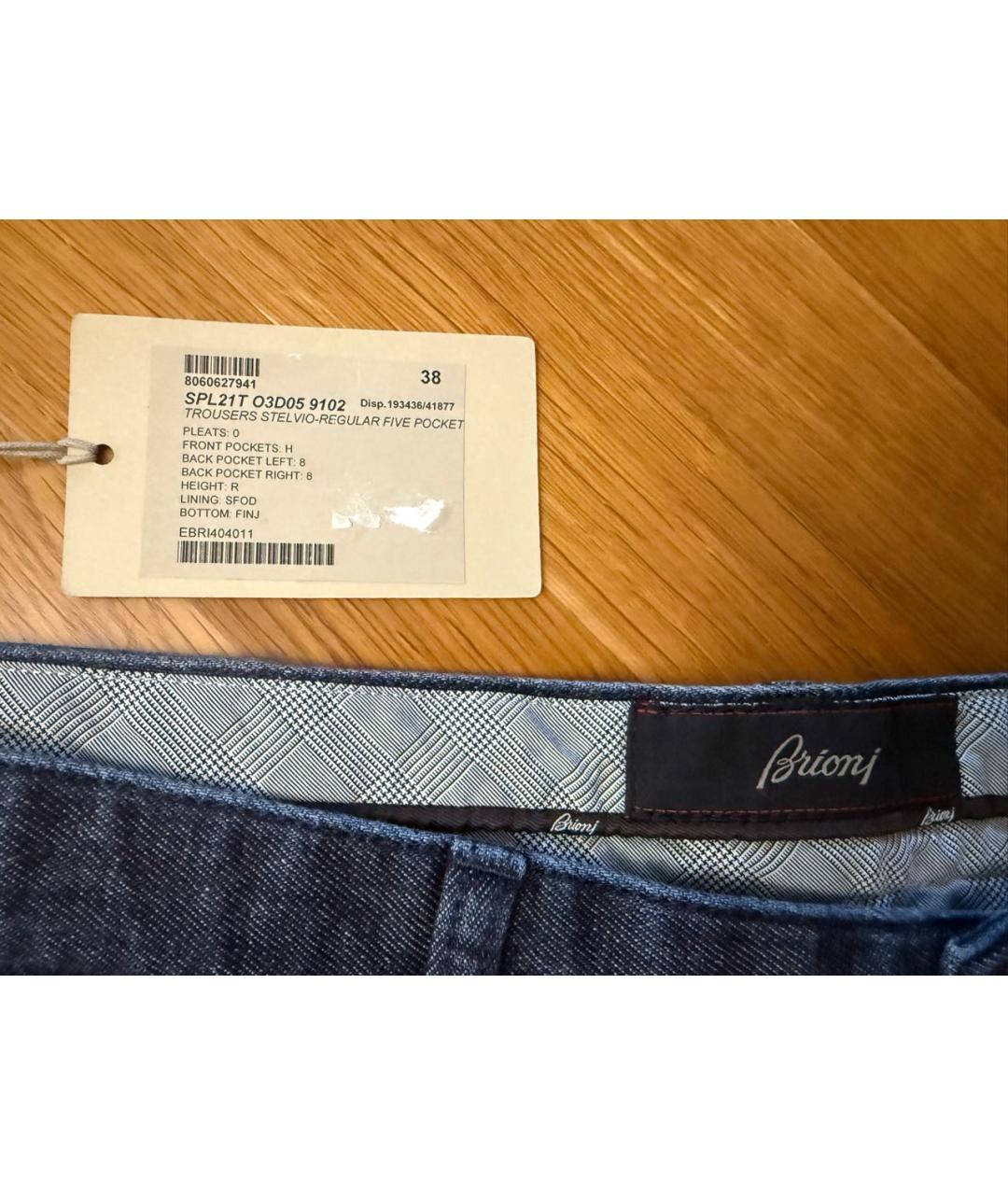 BRIONI Темно-синие хлопковые прямые джинсы, фото 4