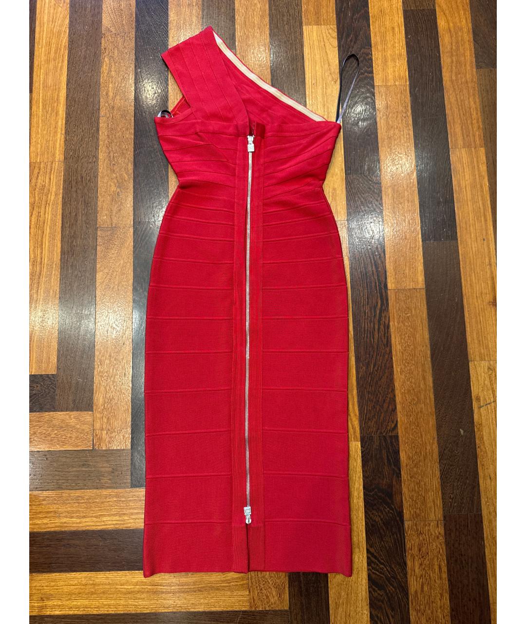 HERVE LEGER Красное вискозное коктейльное платье, фото 2