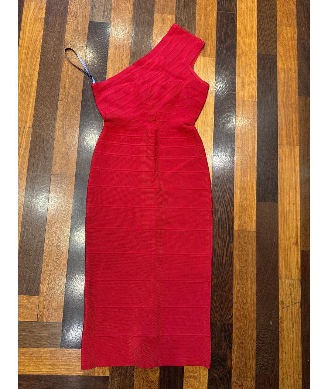 HERVE LEGER Красное вискозное коктейльное платье, фото 5