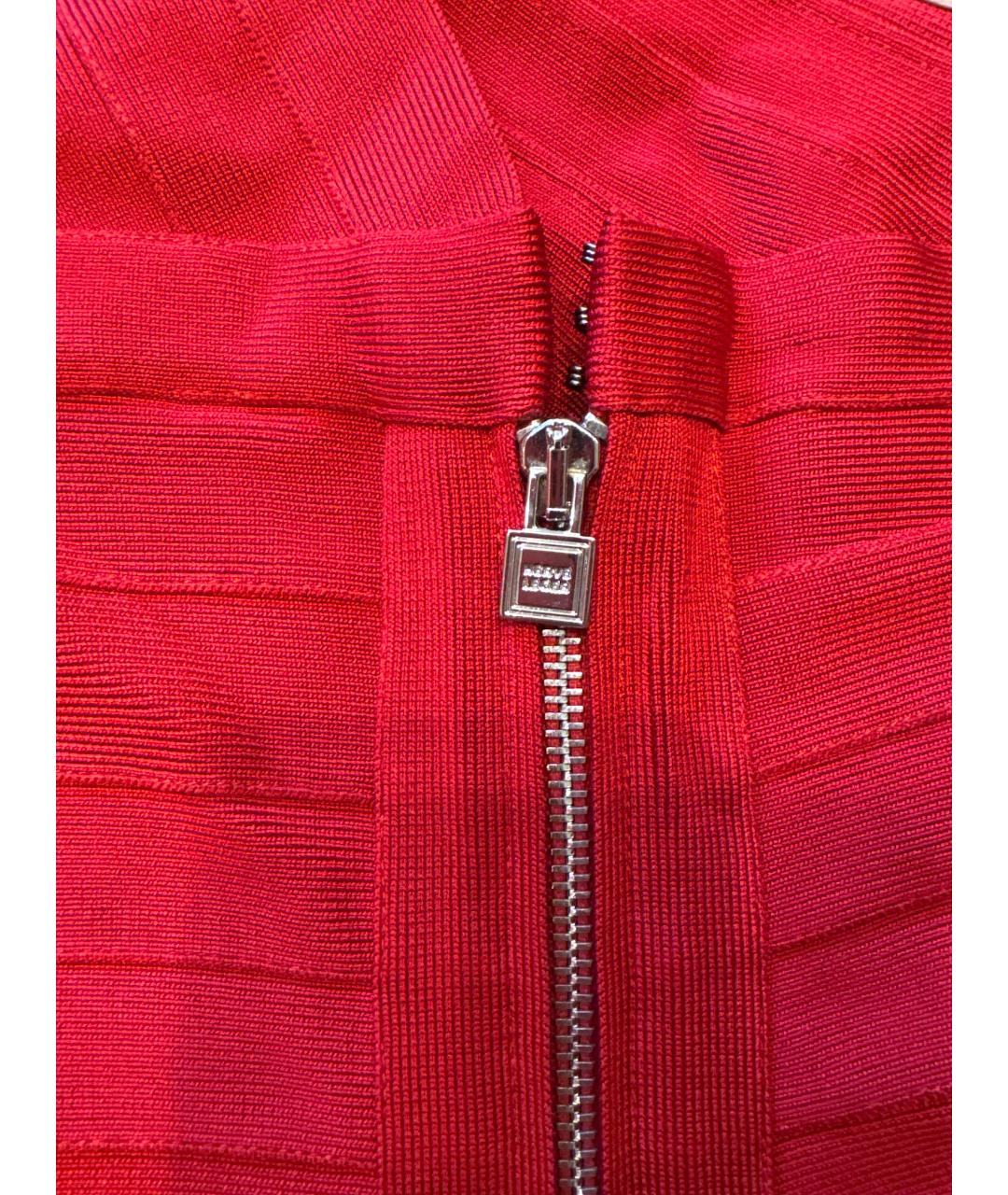 HERVE LEGER Красное вискозное коктейльное платье, фото 4