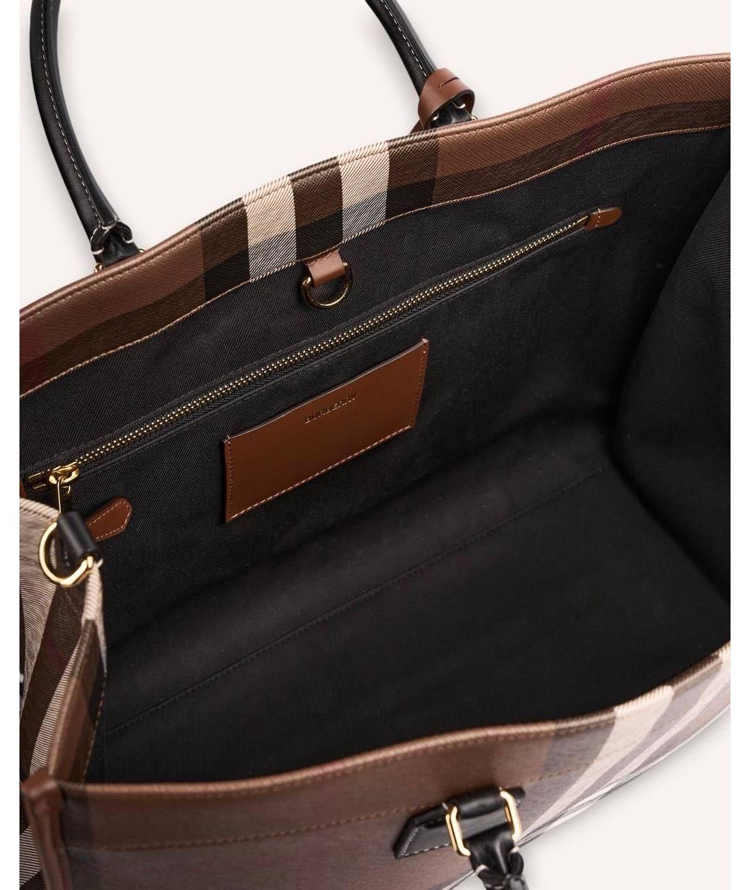 BURBERRY Коричневая кожаная сумка тоут, фото 6