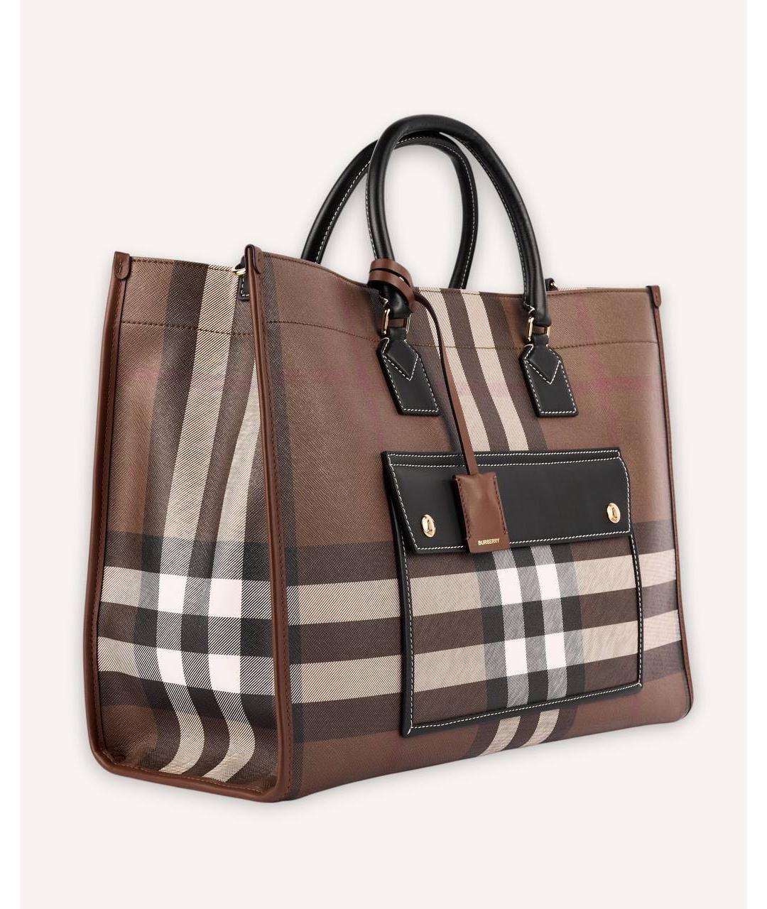 BURBERRY Коричневая кожаная сумка тоут, фото 2