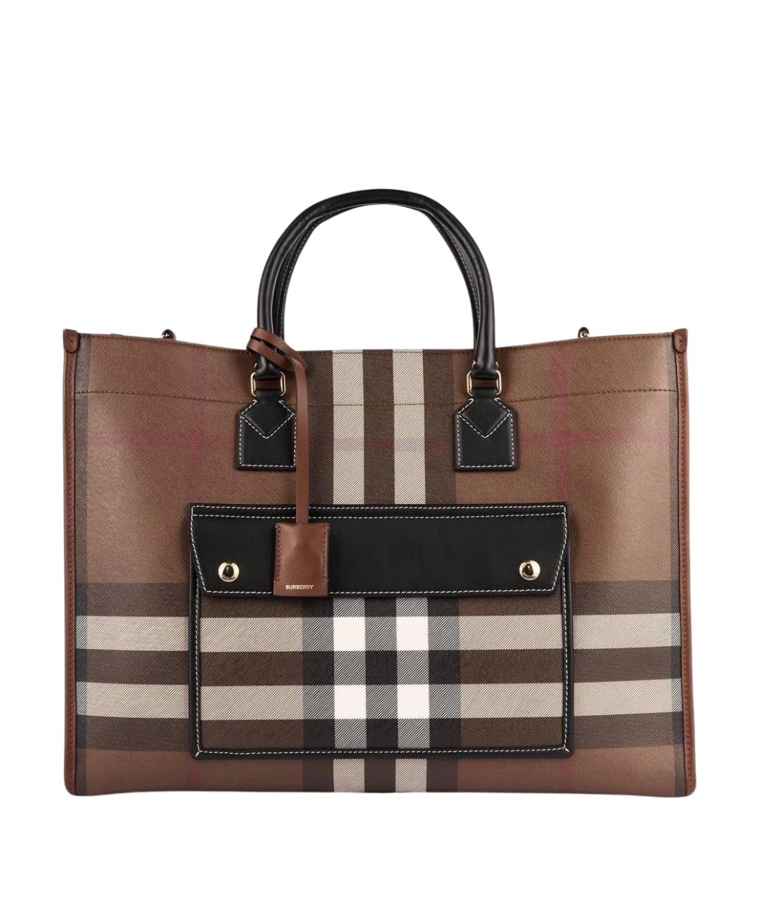 BURBERRY Коричневая кожаная сумка тоут, фото 1