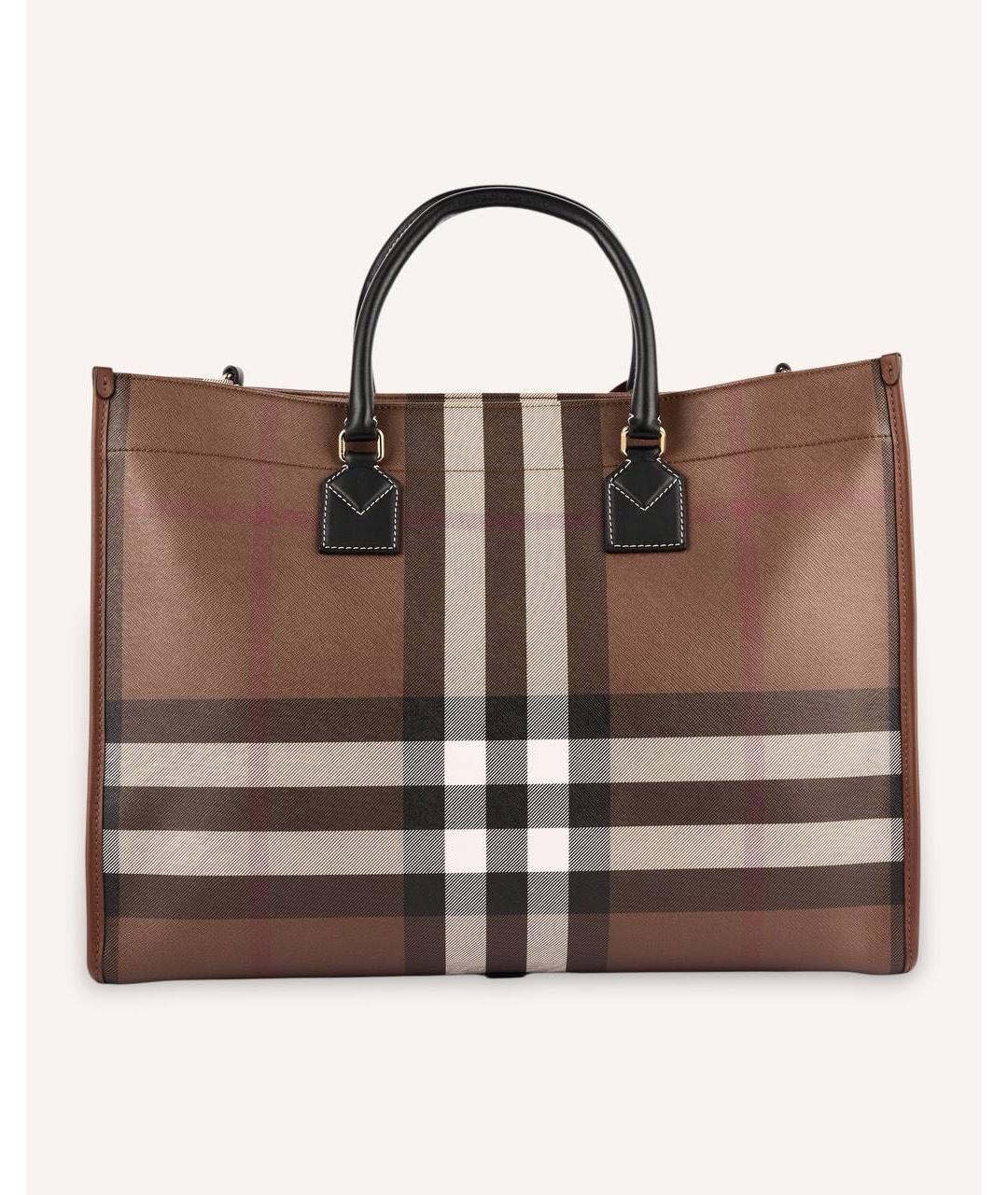 BURBERRY Коричневая кожаная сумка тоут, фото 3