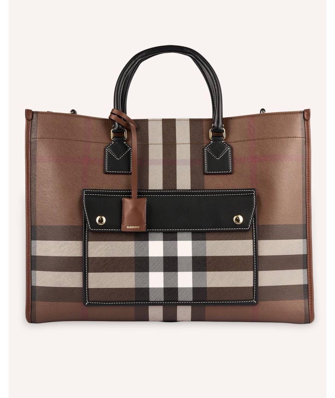BURBERRY Коричневая кожаная сумка тоут, фото 7