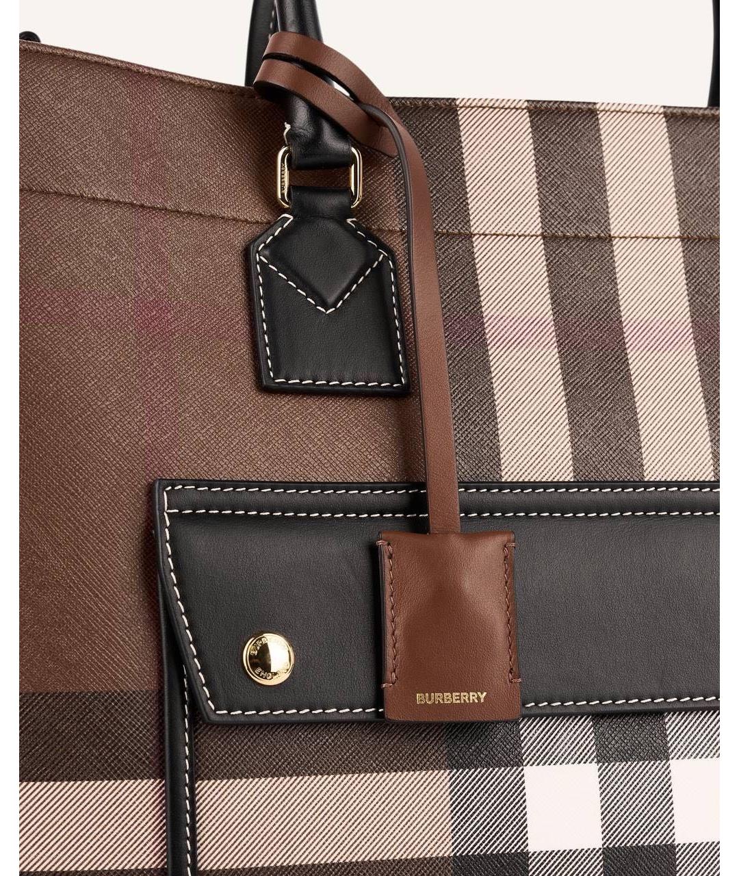 BURBERRY Коричневая кожаная сумка тоут, фото 4