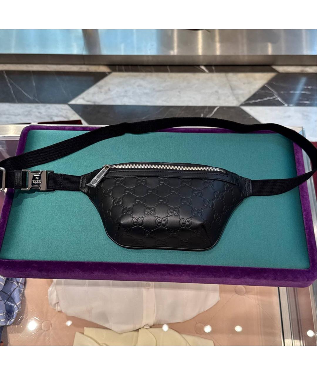GUCCI Черная кожаная поясная сумка, фото 2