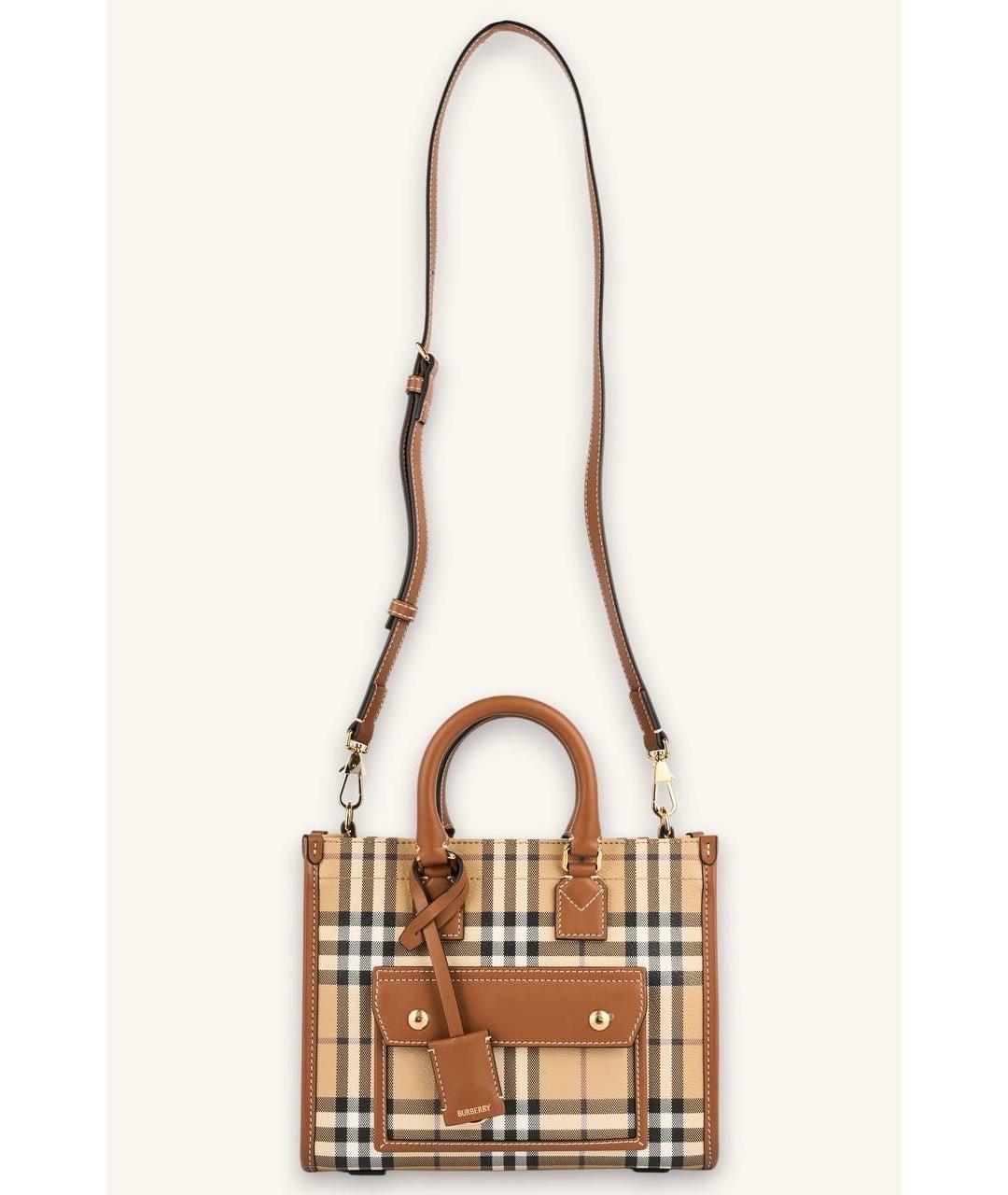 BURBERRY Коричневая кожаная сумка тоут, фото 5