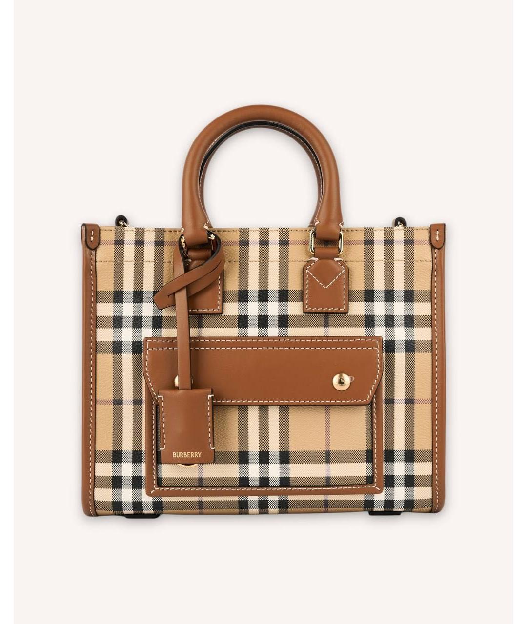 BURBERRY Коричневая кожаная сумка тоут, фото 7