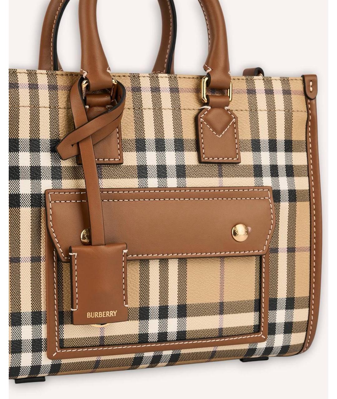 BURBERRY Коричневая кожаная сумка тоут, фото 4
