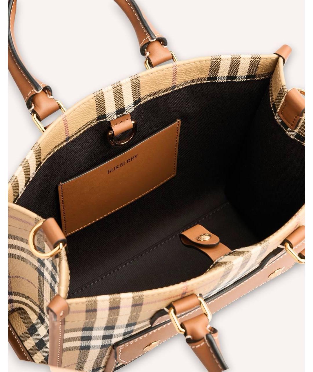 BURBERRY Коричневая кожаная сумка тоут, фото 6