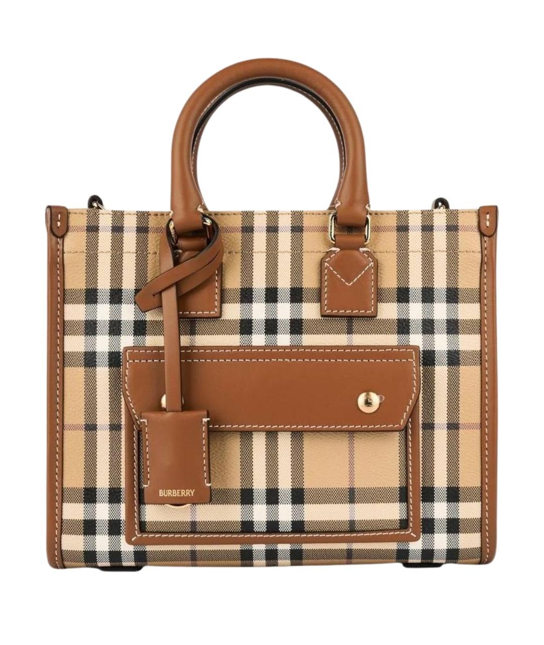 BURBERRY Коричневая кожаная сумка тоут, фото 1