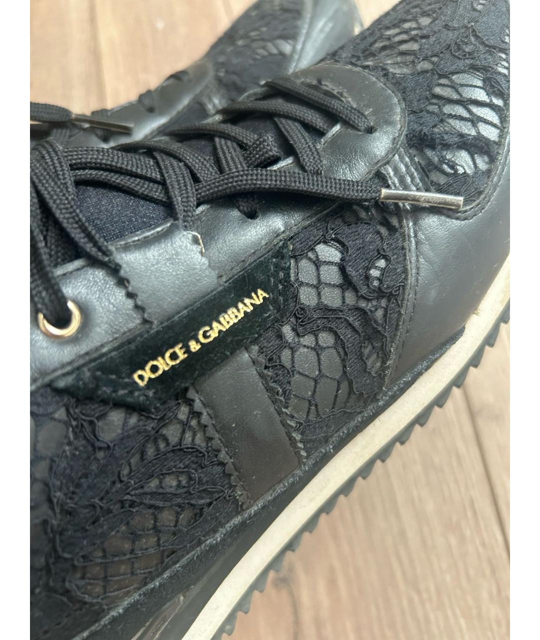 DOLCE&GABBANA Черные кожаные кроссовки, фото 3