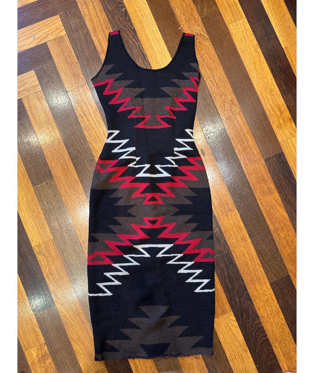 ALICE+OLIVIA Черное шерстяное повседневное платье, фото 5