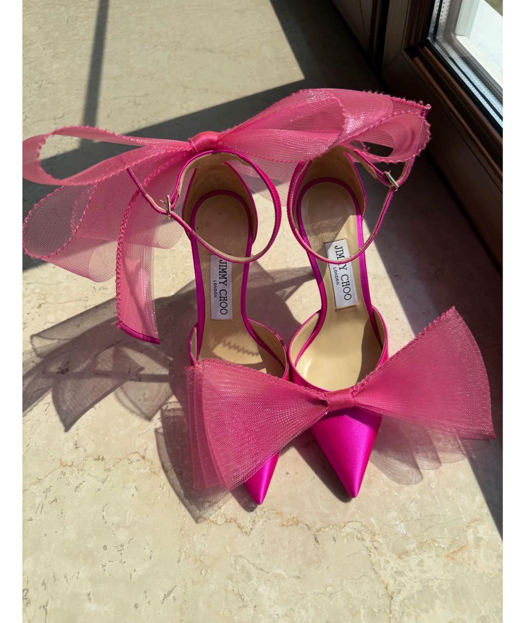 JIMMY CHOO Фуксия текстильные туфли, фото 3
