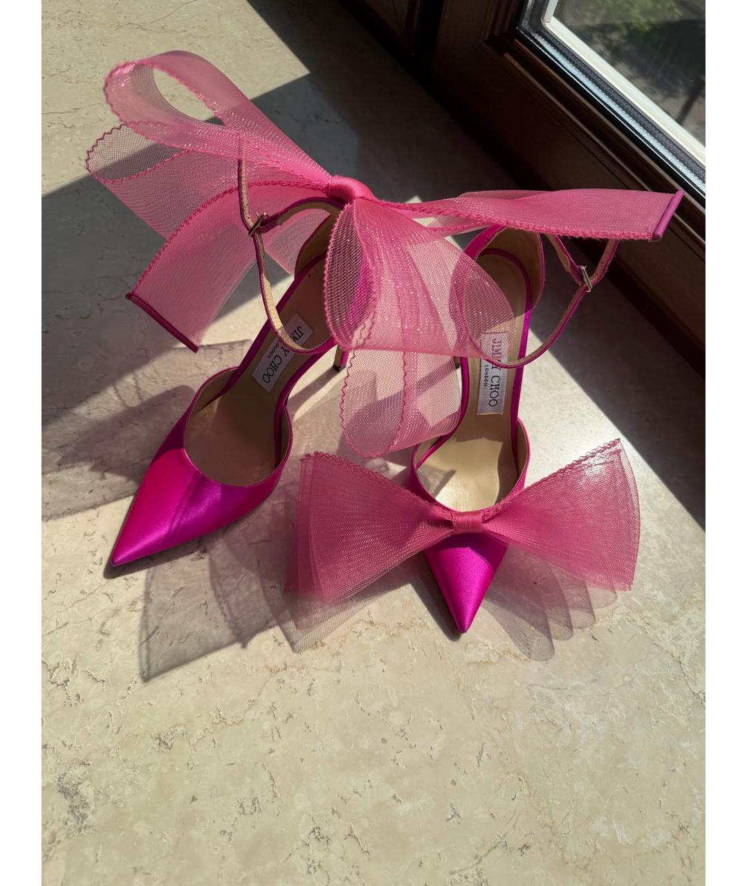 JIMMY CHOO Фуксия текстильные туфли, фото 4