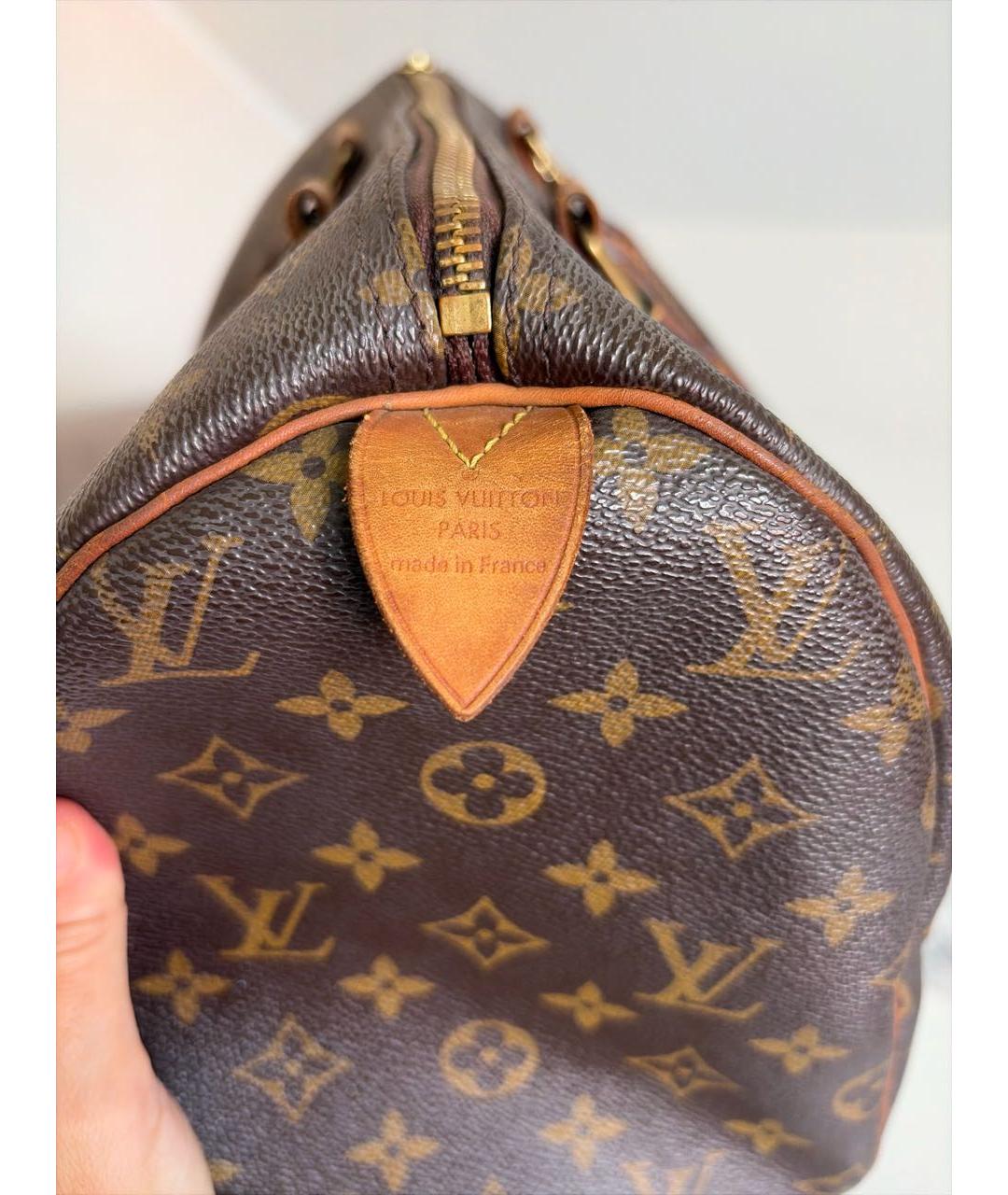 LOUIS VUITTON Коричневая канва сумка с короткими ручками, фото 6