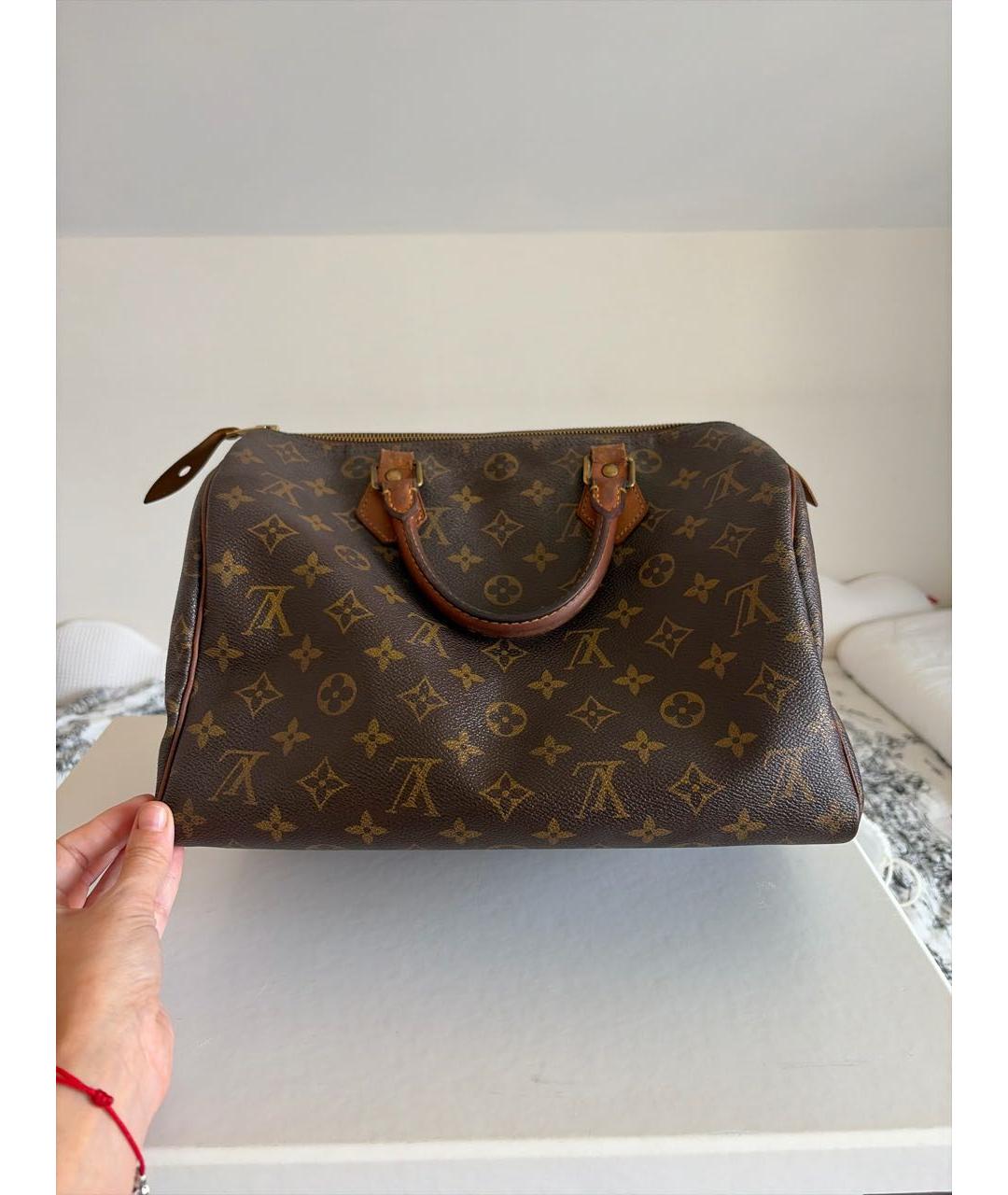 LOUIS VUITTON Коричневая канва сумка с короткими ручками, фото 3