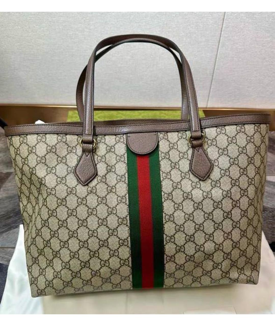 GUCCI Коричневая канва сумка тоут, фото 4