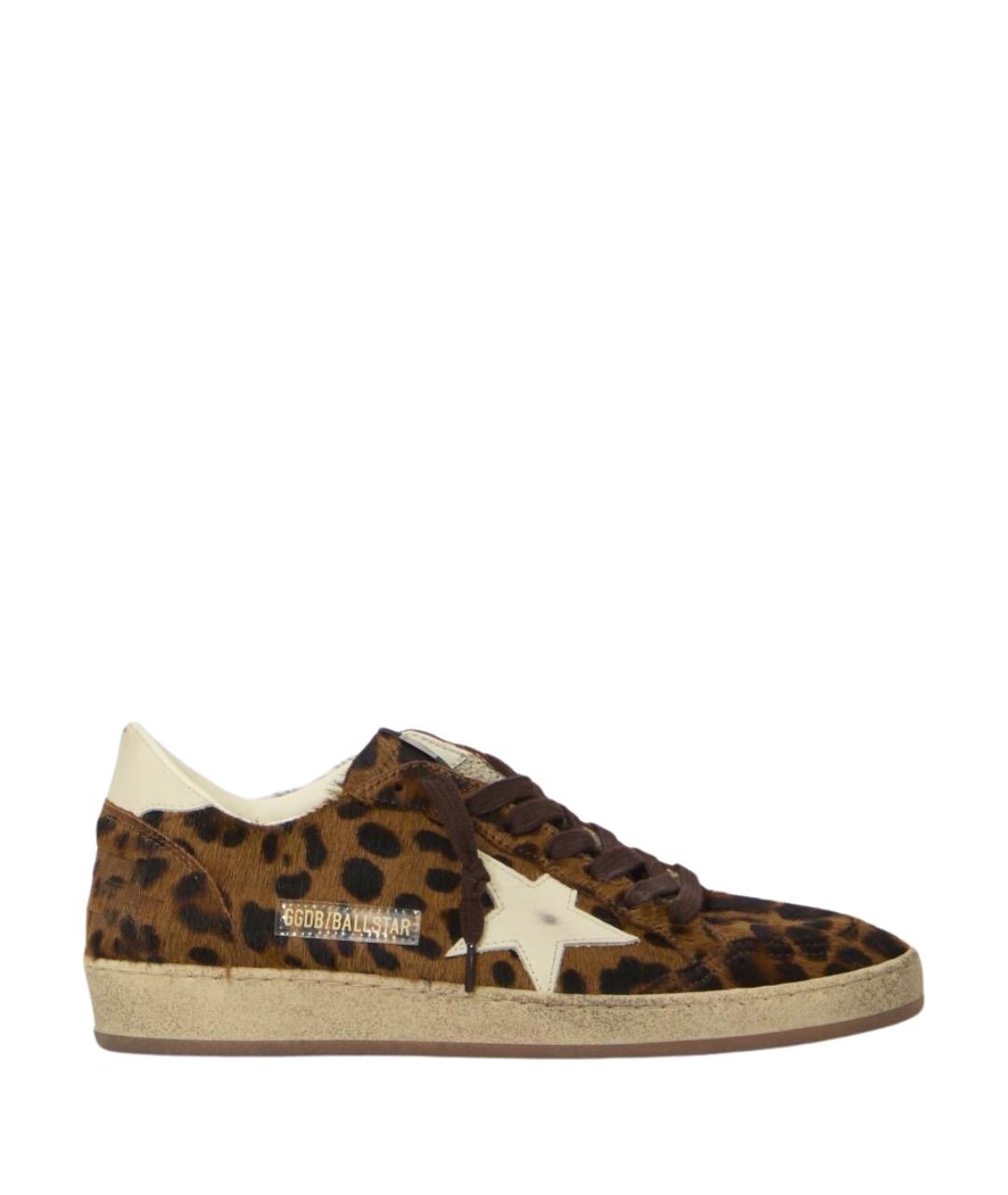 GOLDEN GOOSE Коричневые кожаные кеды, фото 1
