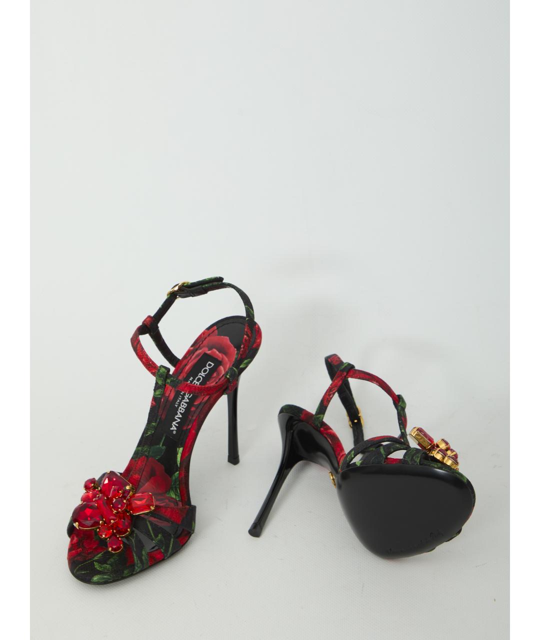 DOLCE&GABBANA Красные текстильные босоножки, фото 5