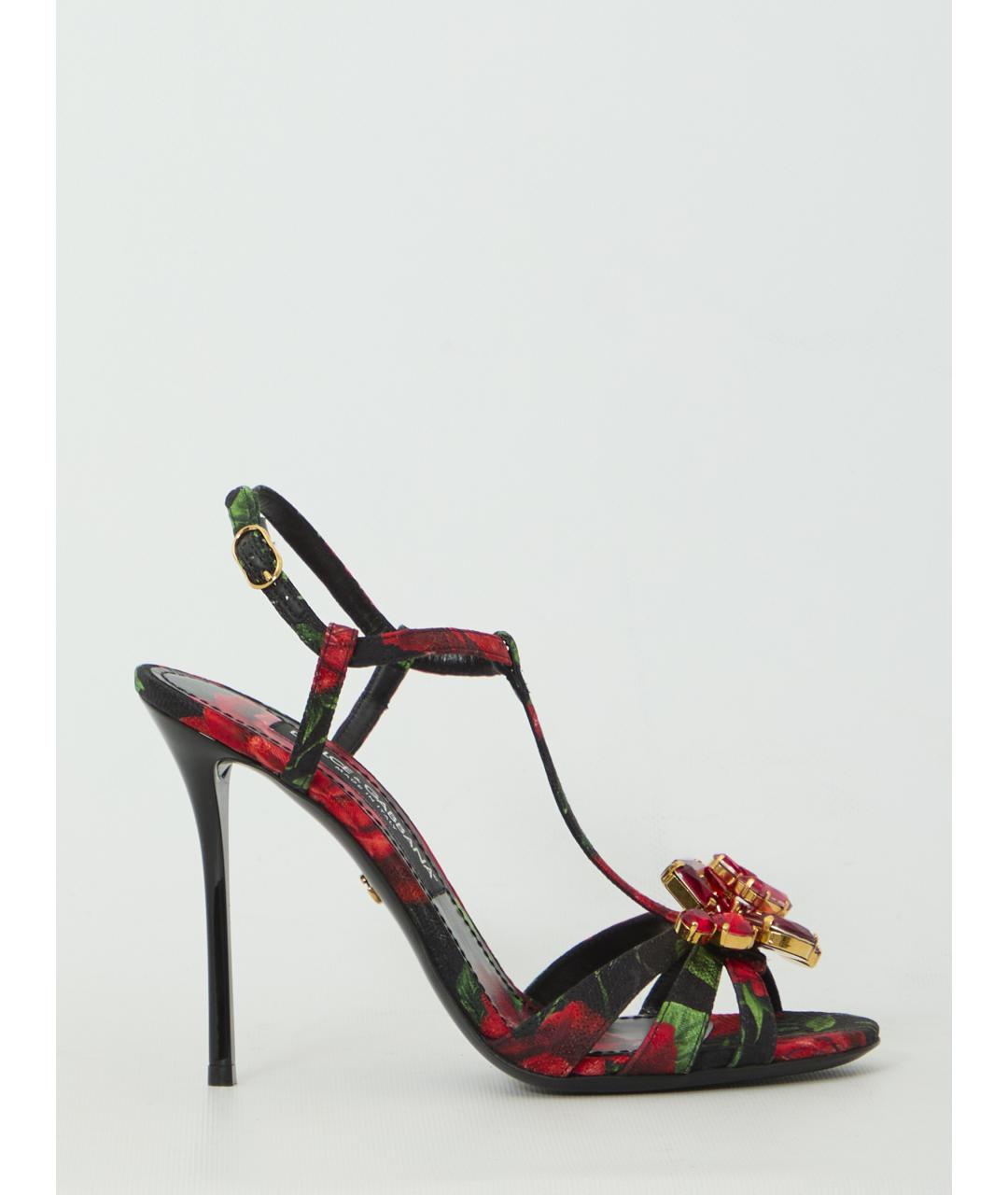 DOLCE&GABBANA Красные текстильные босоножки, фото 6
