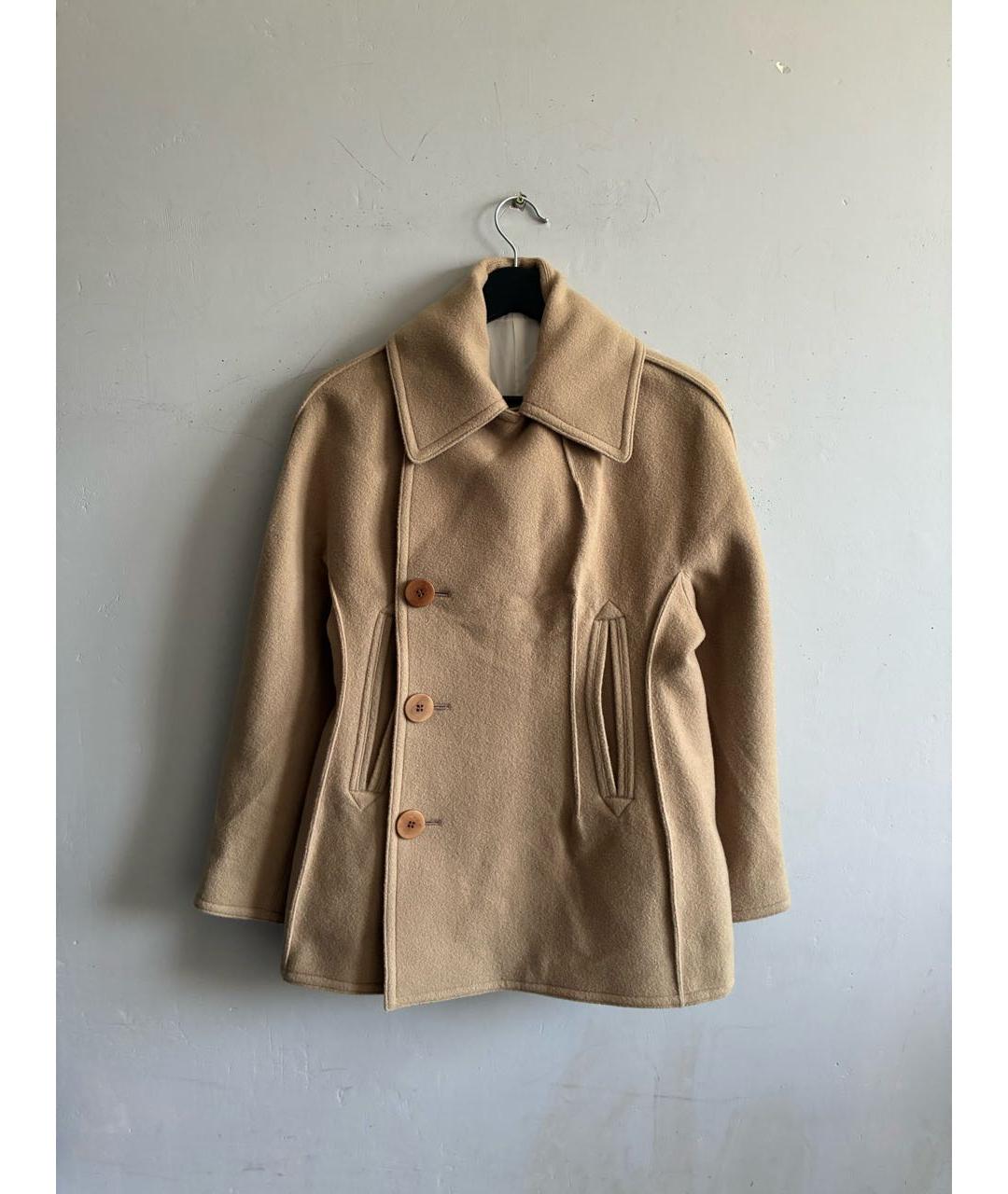 YOHJI YAMAMOTO Бежевое шерстяное пальто, фото 3