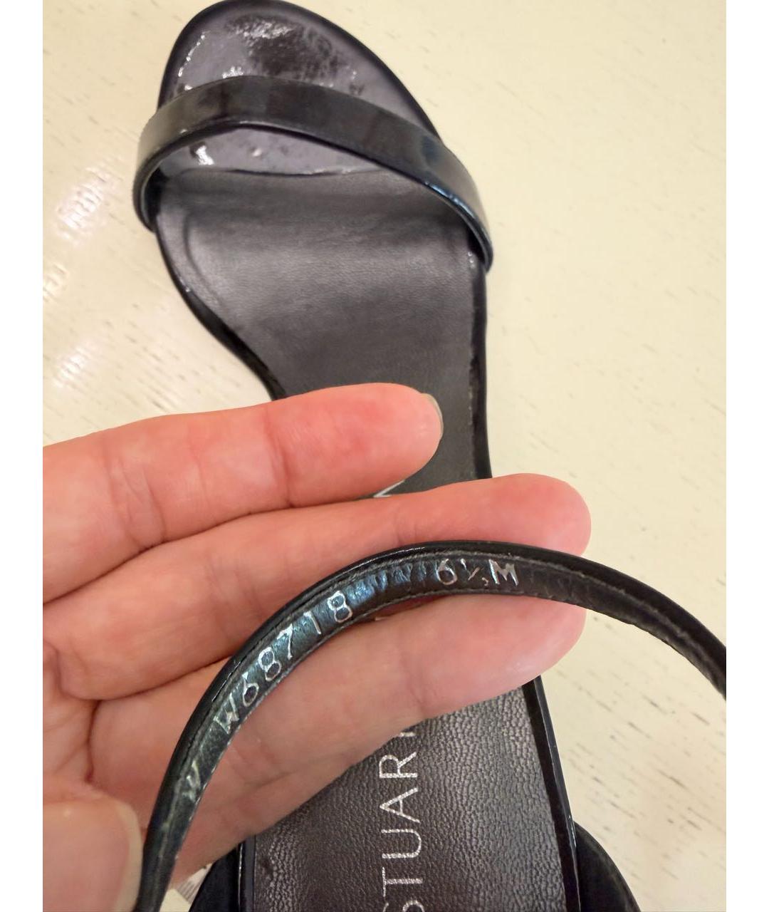 STUART WEITZMAN Черные босоножки из лакированной кожи, фото 7