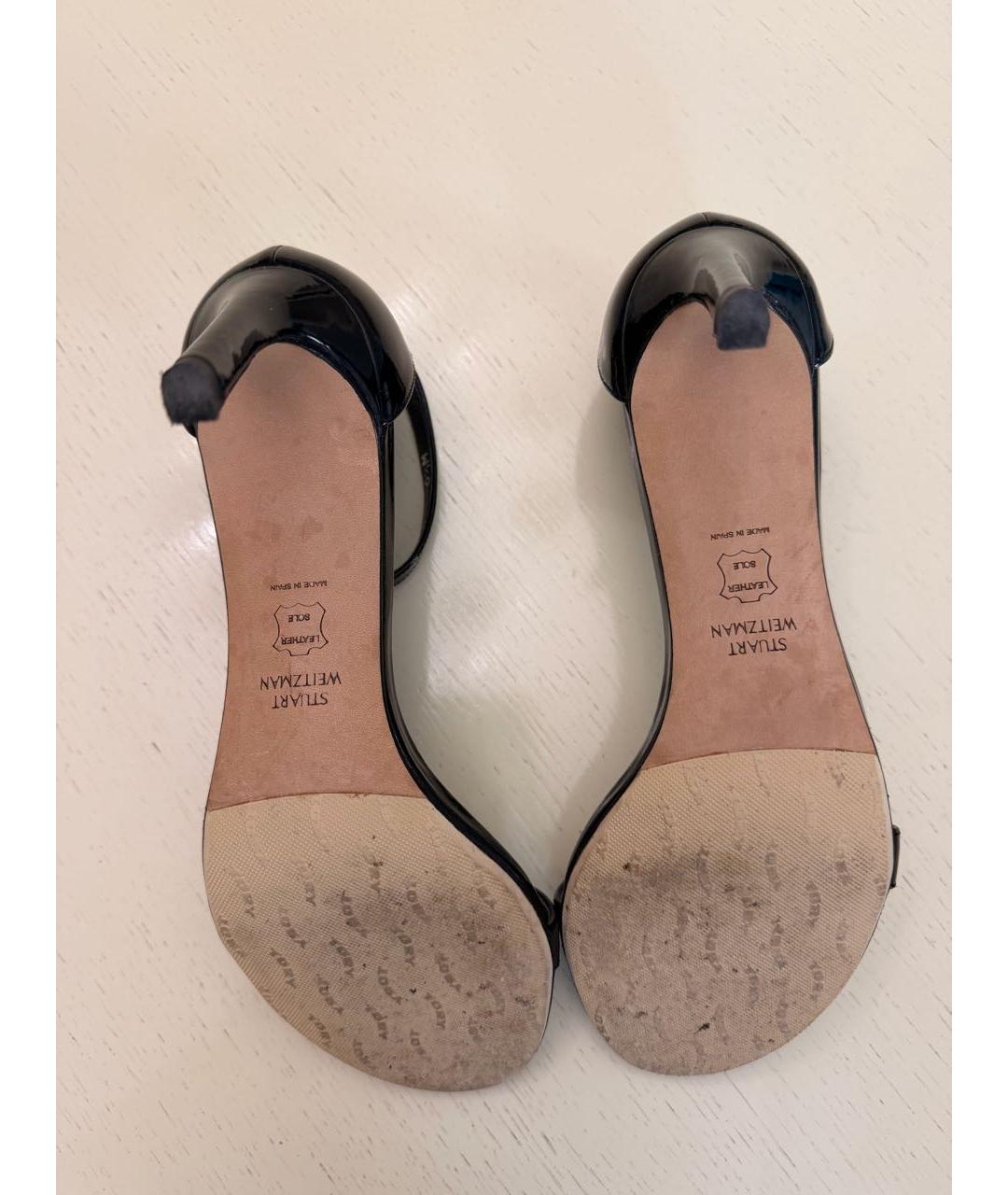 STUART WEITZMAN Черные босоножки из лакированной кожи, фото 4
