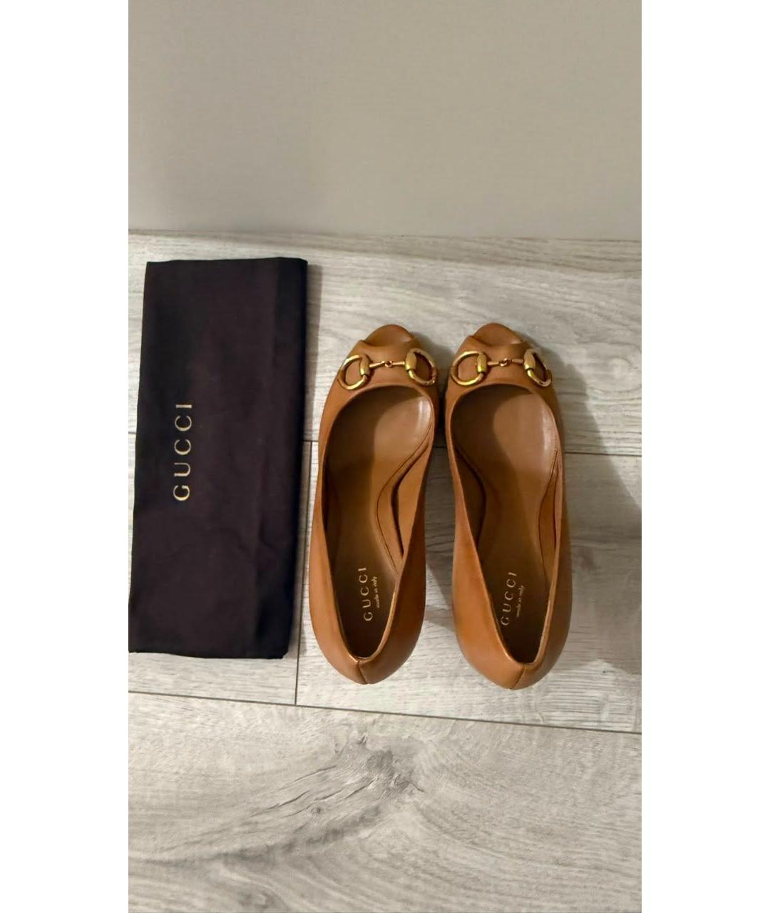 GUCCI Коричневые кожаные туфли, фото 3