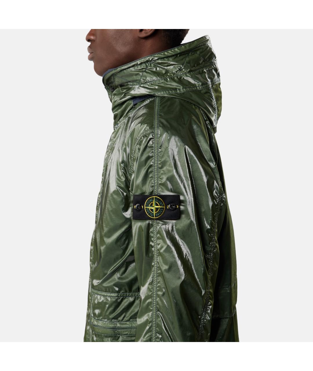 STONE ISLAND Зеленая полиамидовая куртка, фото 4