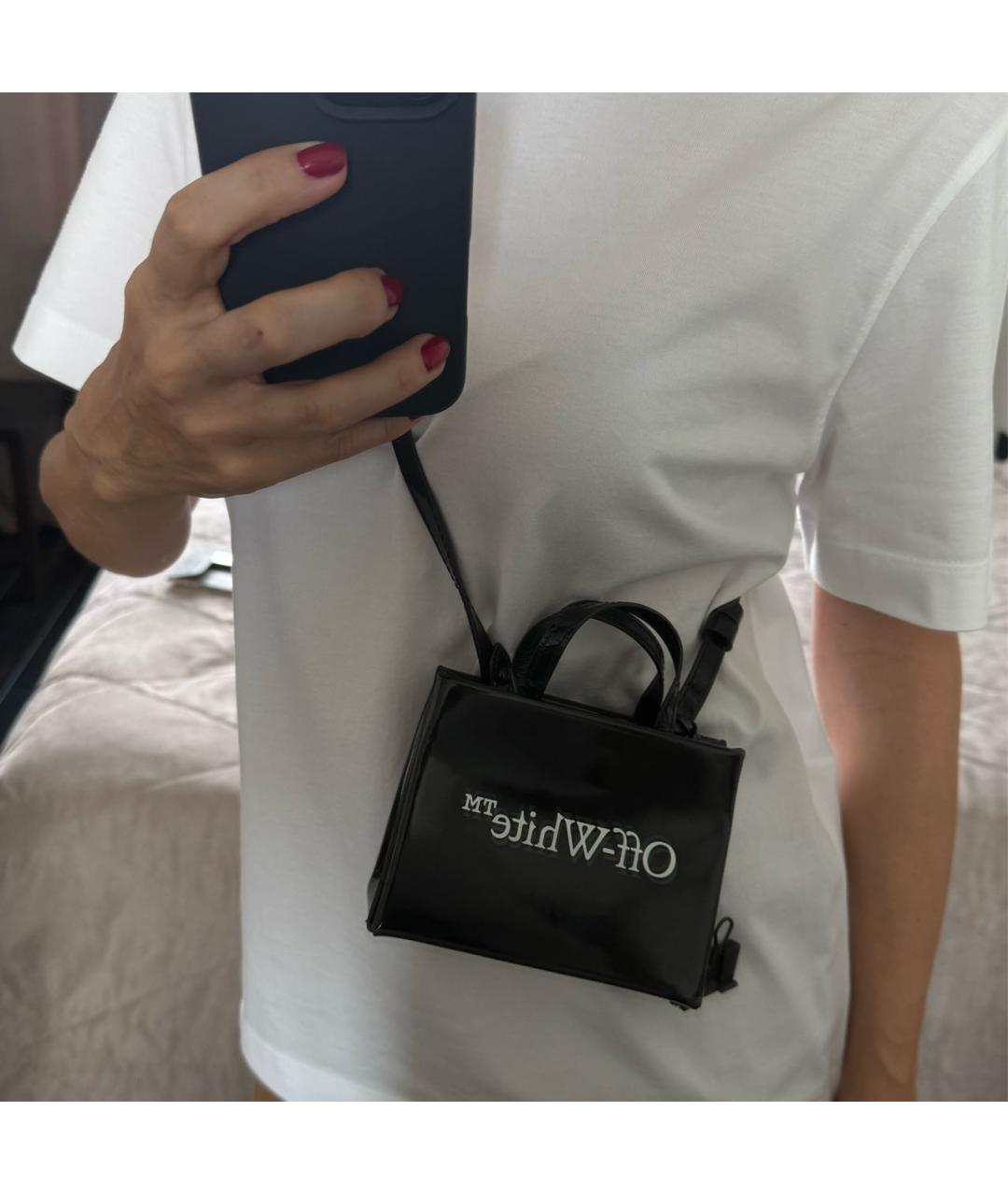 OFF-WHITE Черная сумка через плечо из лакированной кожи, фото 7