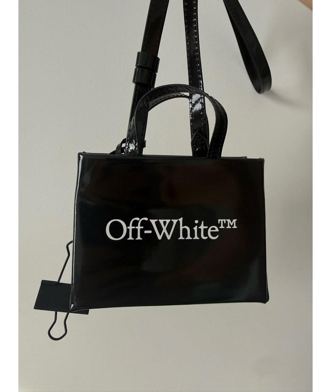 OFF-WHITE Черная сумка через плечо из лакированной кожи, фото 9