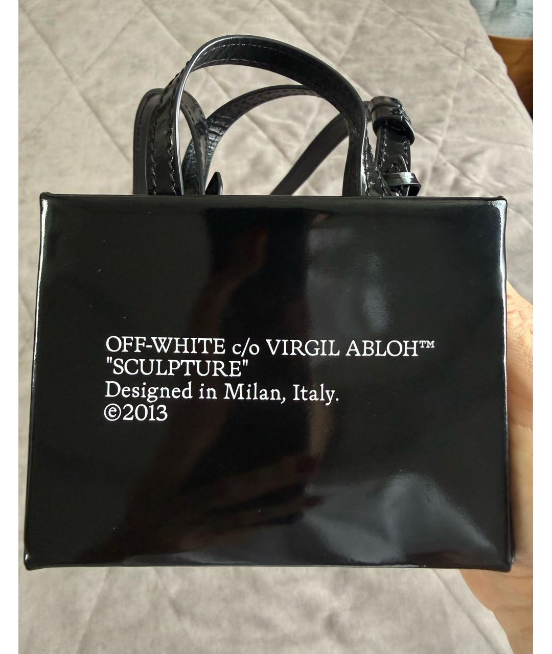 OFF-WHITE Черная сумка через плечо из лакированной кожи, фото 2