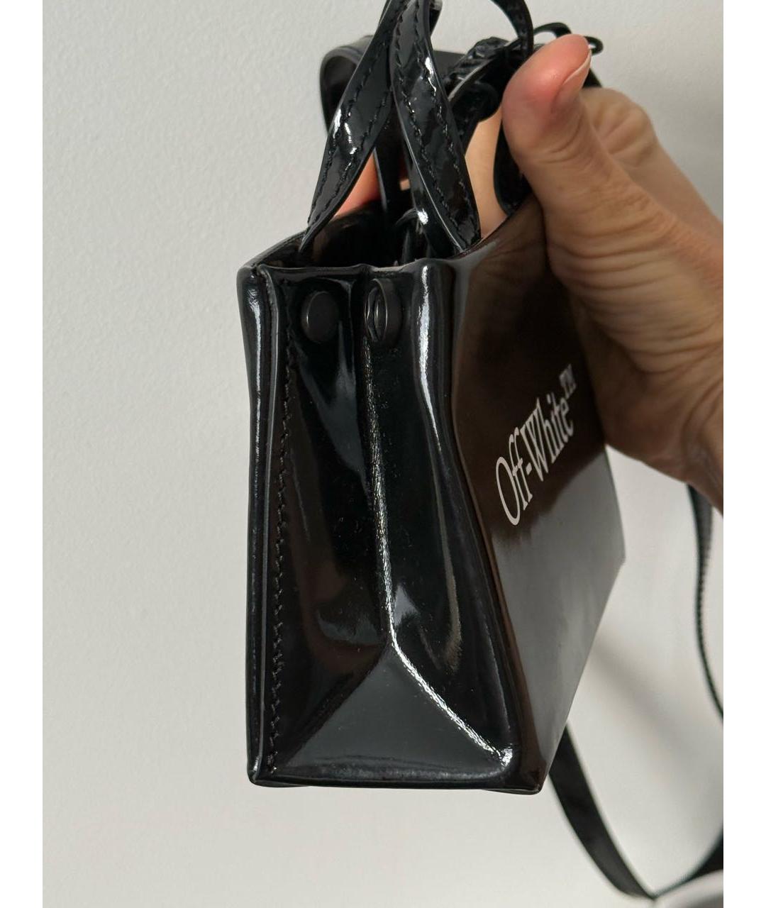 OFF-WHITE Черная сумка через плечо из лакированной кожи, фото 3