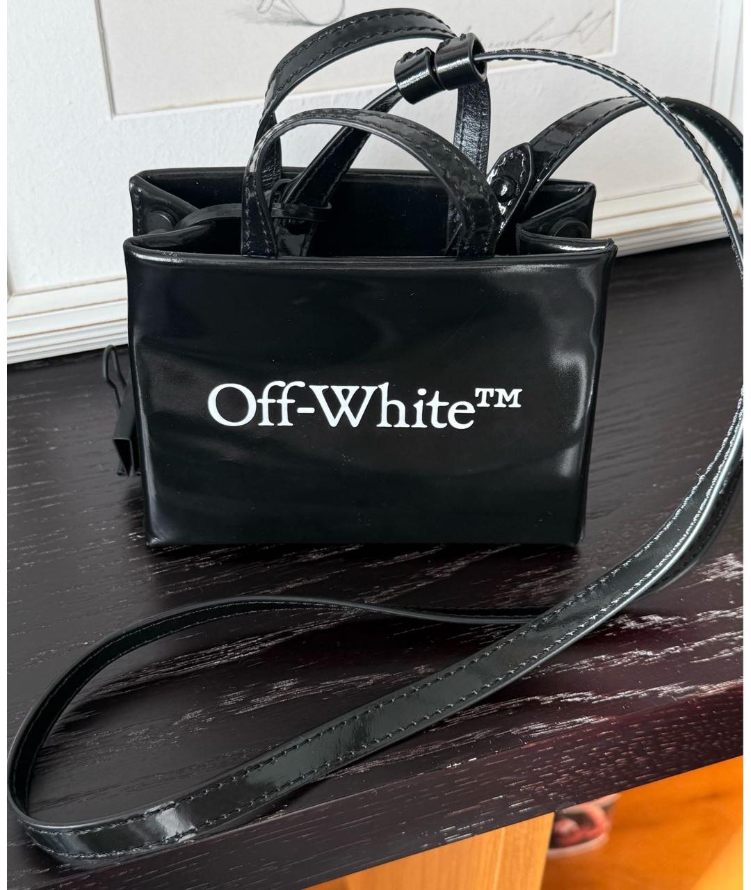 OFF-WHITE Черная сумка через плечо из лакированной кожи, фото 5