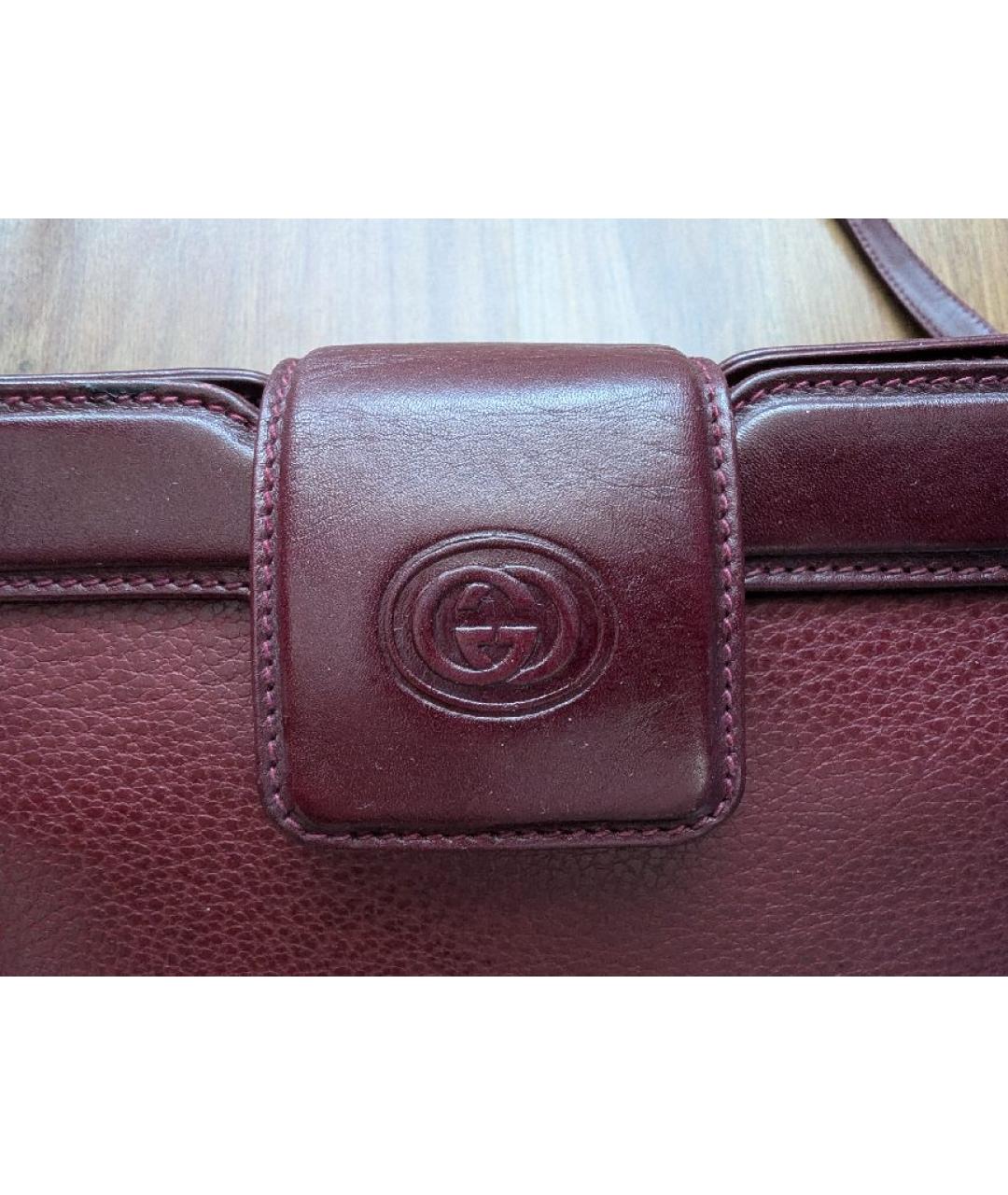 GUCCI Бордовая кожаная сумка через плечо, фото 2