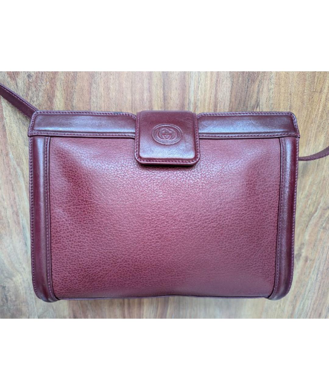 GUCCI Бордовая кожаная сумка через плечо, фото 8